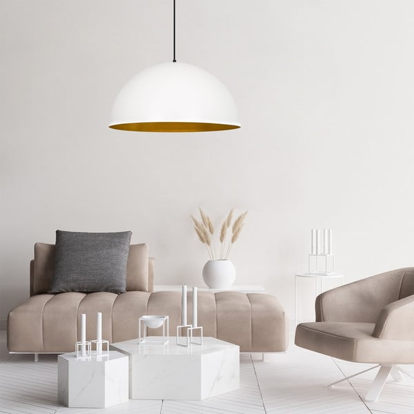 Kabantis šviestuvas baltos spalvos ø 60 cm su metaliniu gaubtu Sivani – Opviq lights-image-1