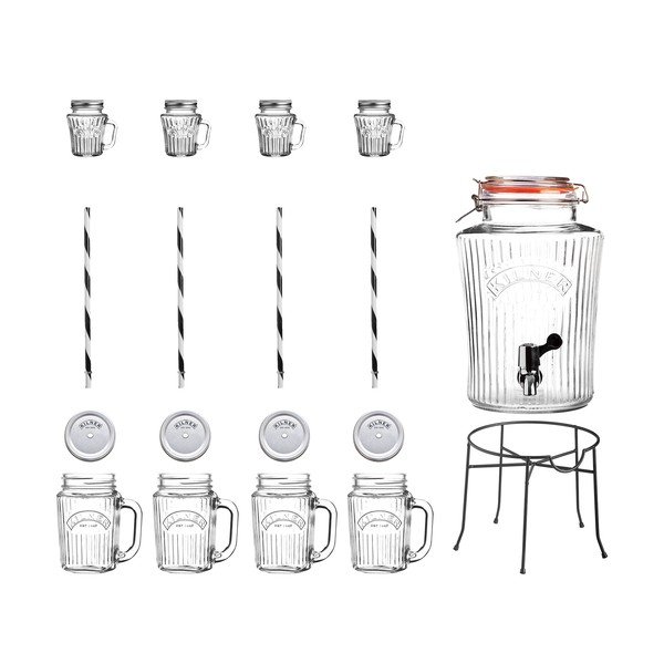 8 "Kilner Vintage" gėrimų dozatorių ir 8 stiklinių rinkinys