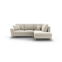 Smėlio spalvos iš velveto sulankstoma/su sandėliavimo vieta kampinė sofa (su dešiniuoju kampu/„L“ formos) Kyoto – Cosmopolitan Design