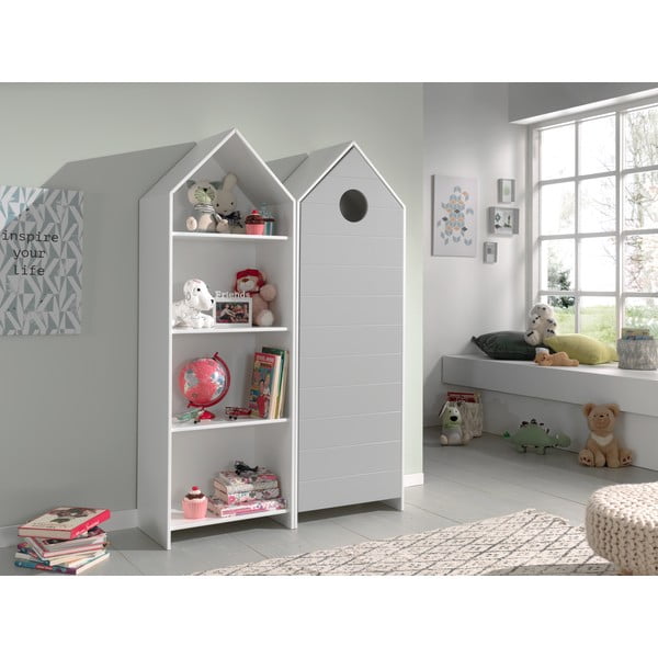 Atvira vaikiška spinta baltos spalvos/šviesiai pilkos spalvos 115x171,5 cm CASAMI – Vipack-image-1