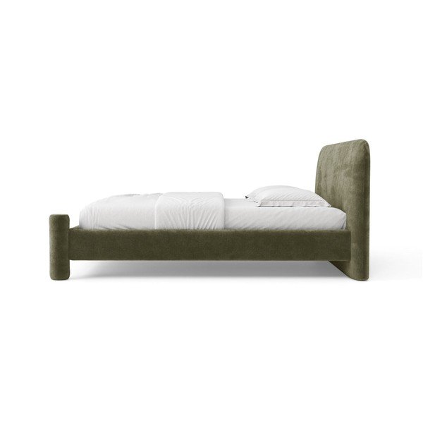 Žalios spalvos dvigulė lova audiniu dengta su lovos grotelėmis 140x200 cm Vera – Micadoni -image-3