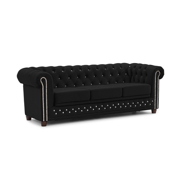 Juodos spalvos sulankstoma sofa iš velveto 203 cm York Blik – Ropez