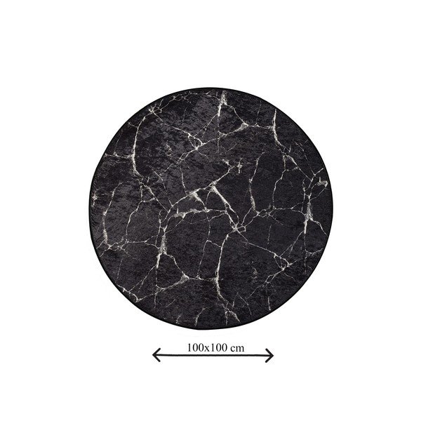 Juodos spalvos vonios kilimėlis ø 100 cm Marble – Foutastic-image-3