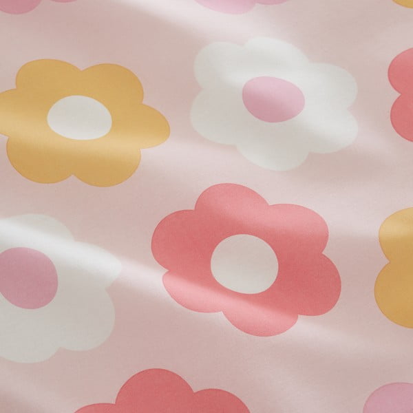 Rožinės spalvos dvigulė vaikų patalynė su guma 135x190 cm Retro Daisy – Catherine Lansfield-image-2