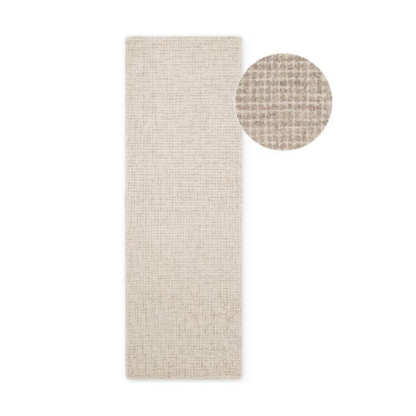 Smėlio spalvos iš vilnos kilimas 80x250 cm Eloise – Hanse Home