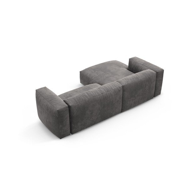 Pilkos spalvos sulankstoma modulinė kampinė sofa iš velveto (su kairiuoju kampu/su gultu) – Micadoni -image-4