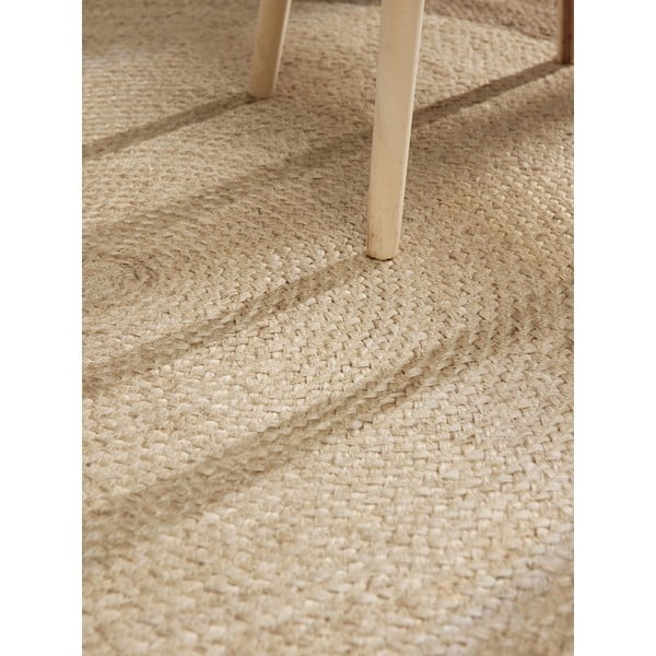 Apverčiamas/rankų darbo pilkai smėlinės spalvos iš džiuto apvalios formos kilimas ø 240 cm Jutta Greige – Hanse Home-image-4