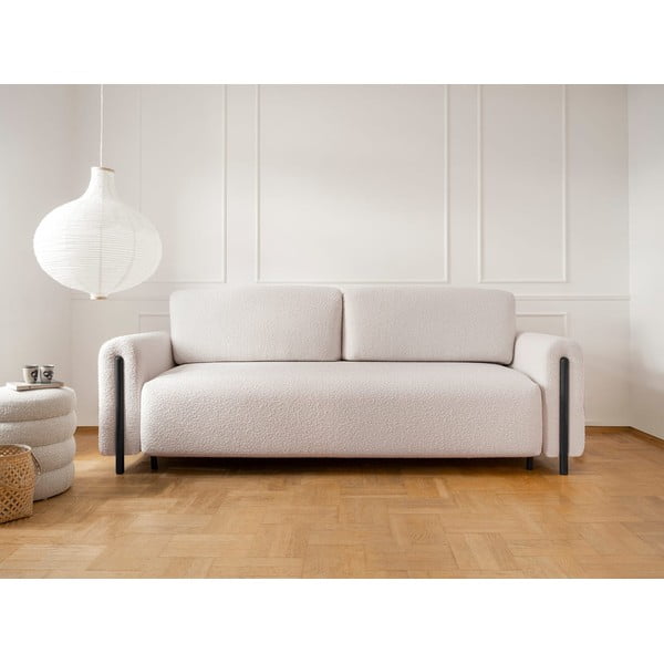 Smėlio spalvos/kreminės spalvos iš boucle sulankstoma/su sandėliavimo vieta sofa 244 cm Arcadova – ELTAP-image-1