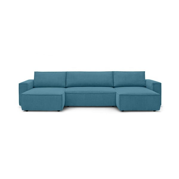 Sulankstoma kampinė sofa turkio spalvos iš kordinio velveto („U“ formos) Nihad – Bobochic Paris