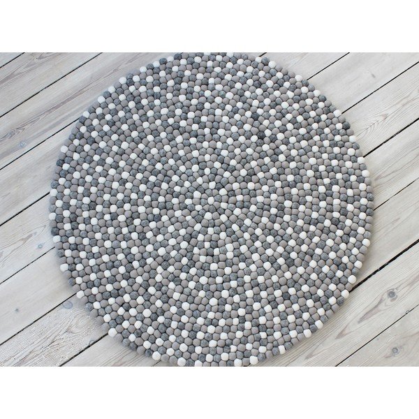 Šviesiai pilkas vilnos kilimas Wooldot Ball Rugs, ⌀ 120 cm-image-1