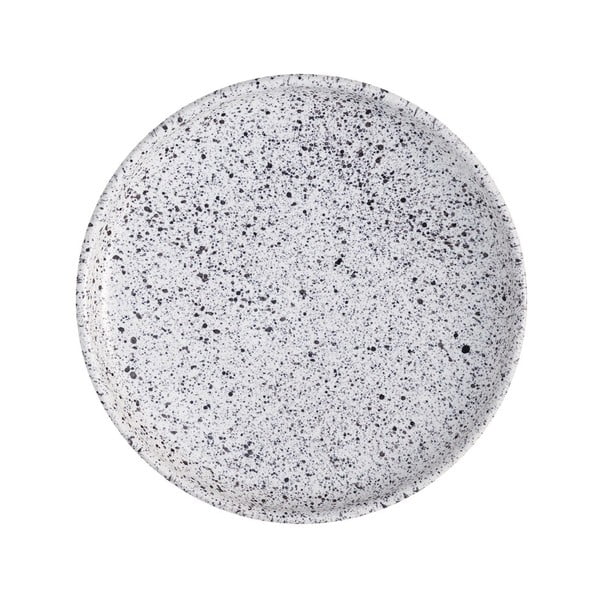 Baltos ir juodos spalvos akmens masės desertinė lėkštė ÅOOMI Mess, ø 17 cm
