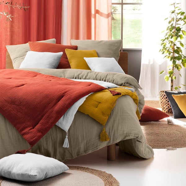 Iš muslino dvigulė/itin ilga patalynė smėlio spalvos 240x260 cm Angelia – douceur d'intérieur-image-2