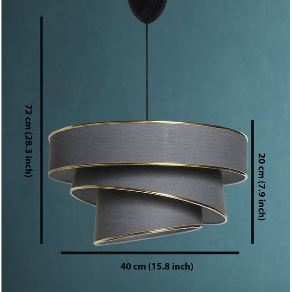 Kabantis šviestuvas antracito spalvos/auksinės spalvos ø 40 cm su tekstiliniu gaubtu Couper – Opviq lights-image-2