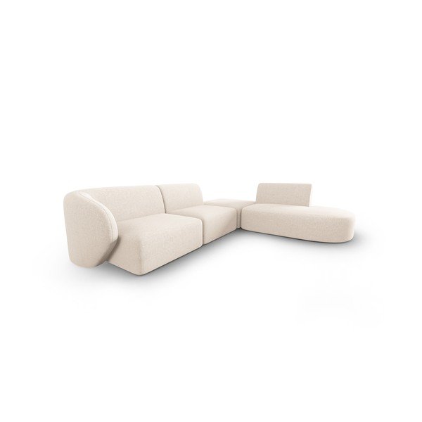 Smėlio spalvos iš šenilinio audinio kampinė sofa (su dešiniuoju kampu/„L“ formos) Paolo – Milo Casa-image-2