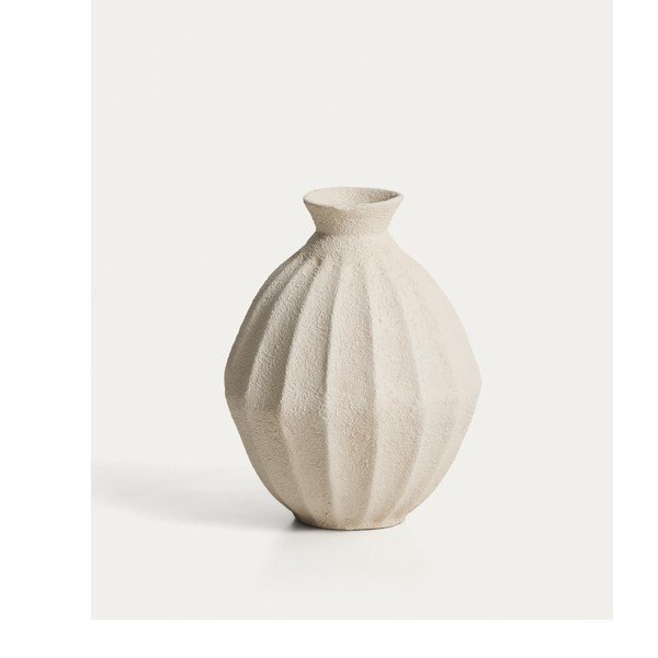 Kreminės spalvos iš papjė mašė rankų darbo/aukšta vaza (aukštis 46,5 cm) Arquena – Kave Home