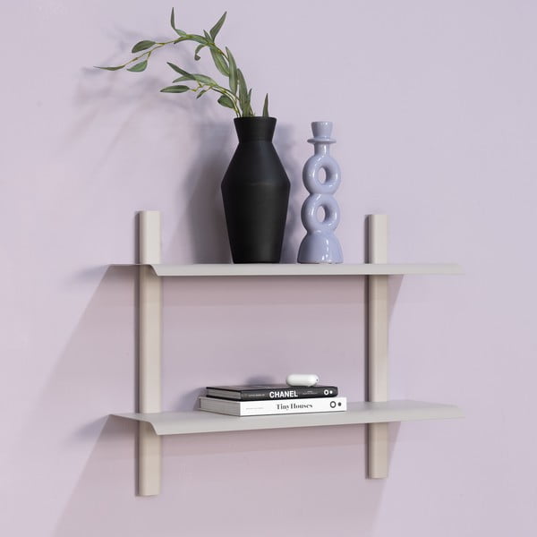 Taupe spalvos iš metalo kelių aukštų sieninė lentyna 60 cm Hola – Spinder Design-image-1