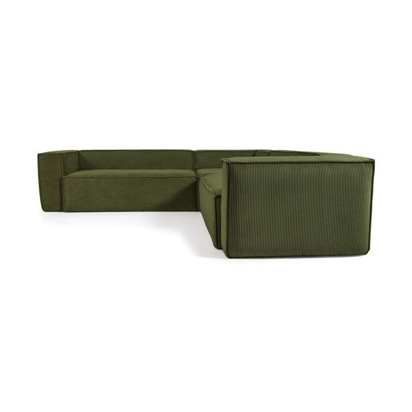 Iš kordinio velveto kampinė sofa žalios spalvos (kintama) Blok – Kave Home-image-2