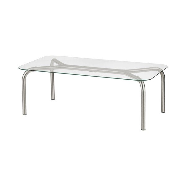 Sidabrinės spalvos kavos staliukas su stikliniu stalviršiu 60x110 cm Uku – noo.ma