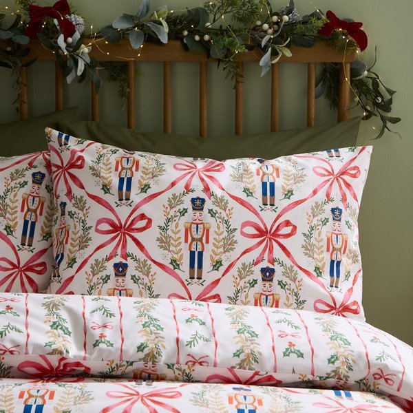 Natūralios spalvos viengulė patalynė 135x200 cm Christmas Nutcracker Bows – Catherine Lansfield-image-2