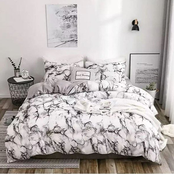 Dvigulė/itin ilga patalynė juodos ir baltos spalvos iš medvilnės su paklode 200x220 cm – Mila Home