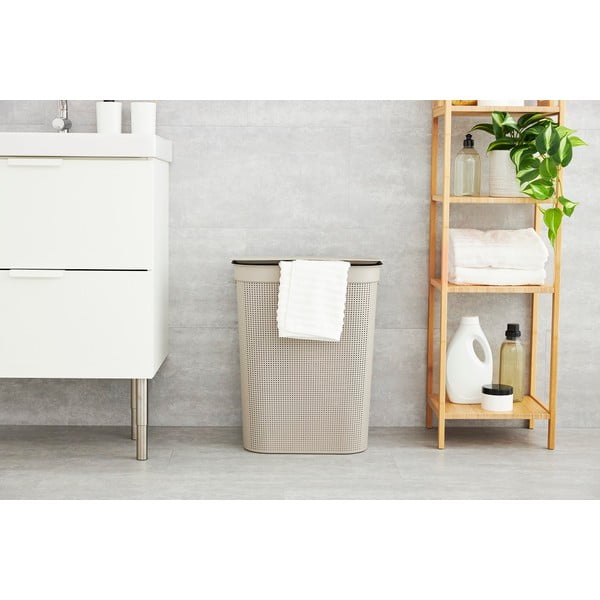 Smėlio spalvos plastikinis skalbinių krepšys 50 l Brisen - Rotho-image-1