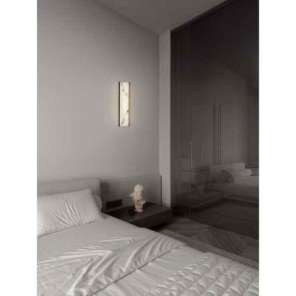 Baltos spalvos/matinės juodos spalvos sieninė lempa LED su akmens dekoru Shado – Nova Luce-image-1