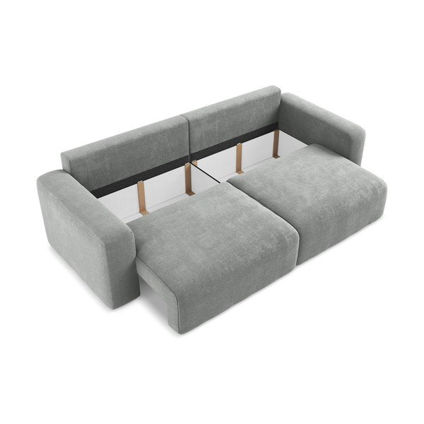 Pilkos spalvos sulankstoma/su sandėliavimo vieta sofa iš šenilinio audinio 252 cm Kona – Makamii-image-4