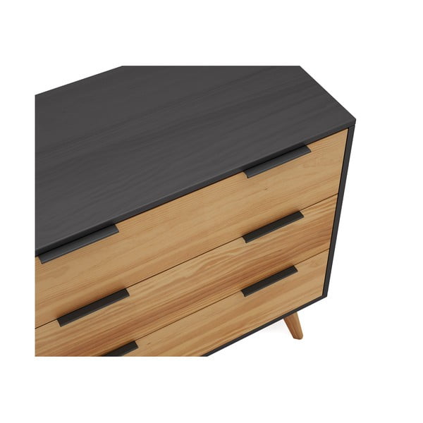 Juoda/natūrali pušies aukšta komoda 80x83 cm Lavis - Marckeric-image-1