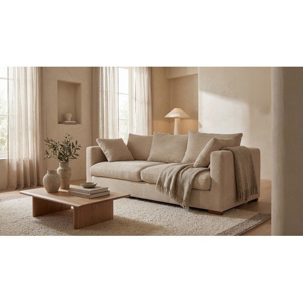 Sofa iš kordinio velveto smėlio spalvos 220 cm Comfy – Scandic-image-1