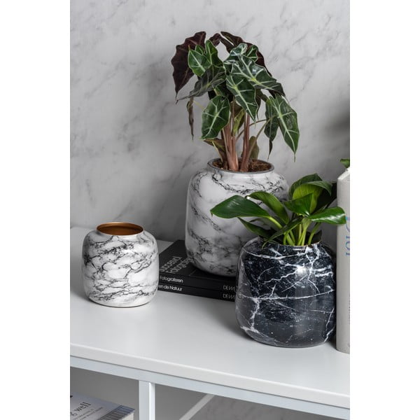 Balta-juoda geležinė žvakidė PT LIVING Marble, aukštis 12,5 cm-image-3