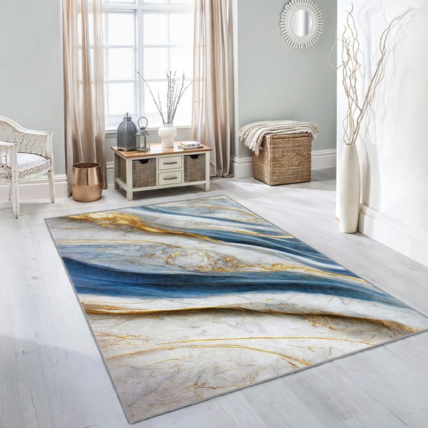 Skalbiamas kilimas mėlynos spalvos 80x150 cm Golden Spill – Mila Home-image-2