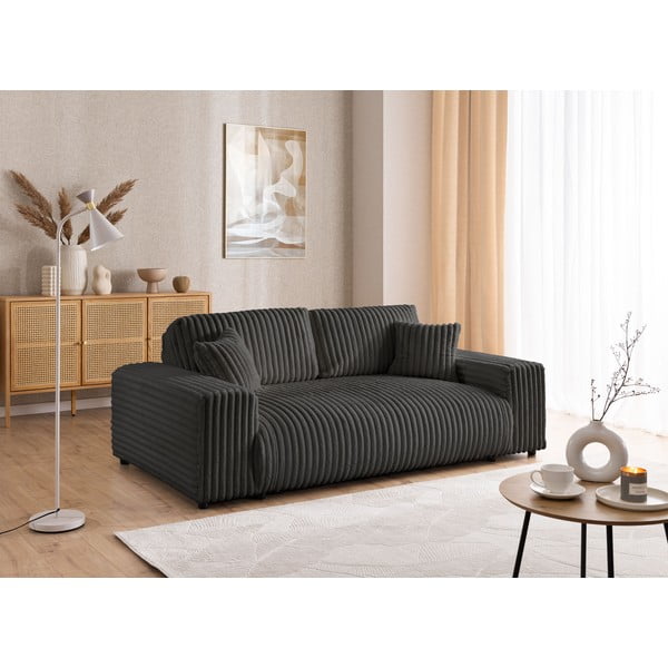 Tamsiai pilkos spalvos iš kordinio velveto sofa 213 cm Justin – Ropez-image-4