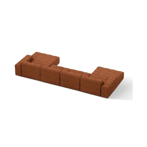 Terakotos spalvos kampinė sofa iš šenilinio audinio („U“ formos) Chicago – Cosmopolitan Design-image-2