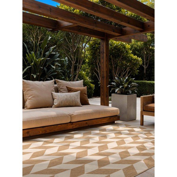 Kreminės spalvos/natūralios spalvos lauko ir vidaus kilimas 200x300 cm Haringey Terrick – Ted Baker-image-1