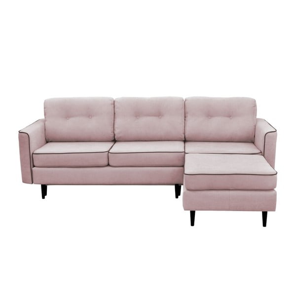 Rožinė sofa-lova su juodomis kojomis Mazzini Sofas Dragonfly, dešinysis kampas