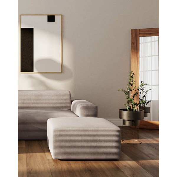 Sulankstoma kampinė sofa smėlio spalvos iš kordinio velveto (su kairiuoju kampu) Fluvio – MESONICA-image-3