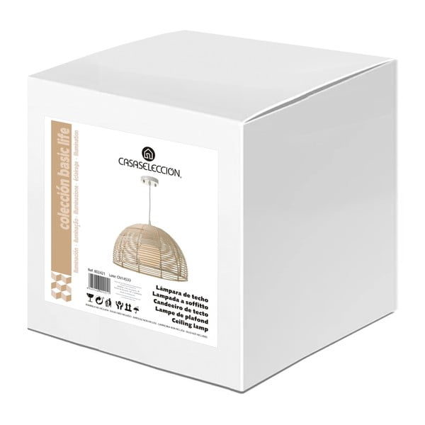 Iš rotango lubinis šviestuvas natūralios spalvos su rotango gaubtu ø 38 cm Natural Way – Casa Selección-image-3