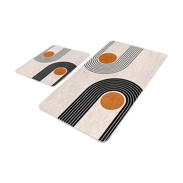 Iš velveto vonios kilimėliai smėlio spalvos 2 vnt. 60x100 cm Dot Arch – Mila Home