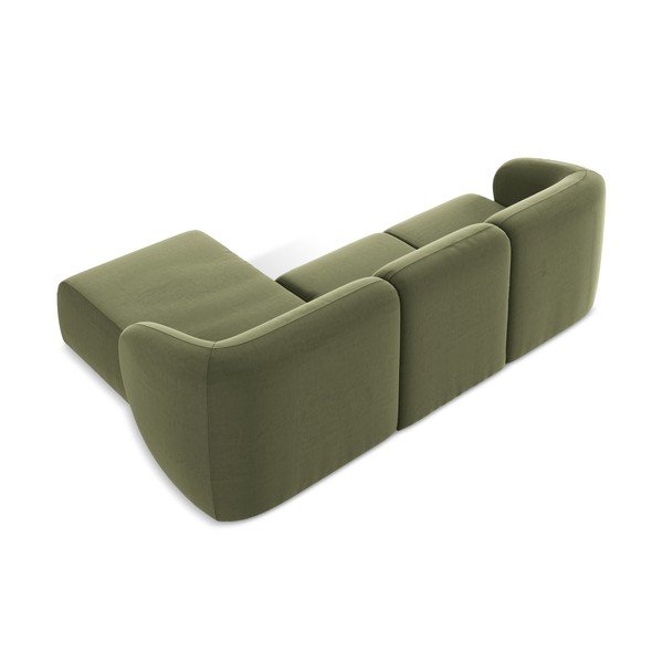 Žalios spalvos kampinė sofa iš velveto (su dešiniuoju kampu/su gultu) Lani – Makamii-image-3