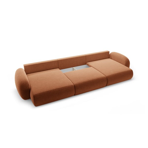 Raudonos plytų spalvos iš šenilinio audinio sulankstoma/su sandėliavimo vieta kampinė sofa („U“ formos) Tonale – Cosmopolitan Design-image-2