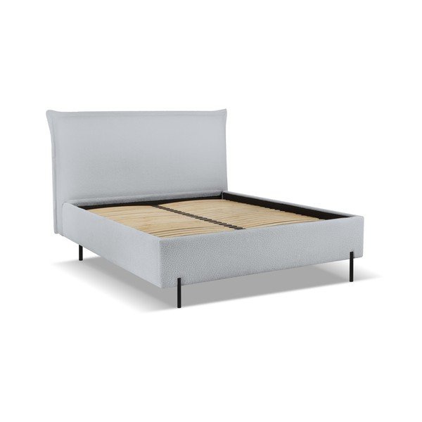 Dvigulė lova pilkos spalvos audiniu dengta su sandėliavimo vieta su lovos grotelėmis 180x200 cm Armie – Milo Casa