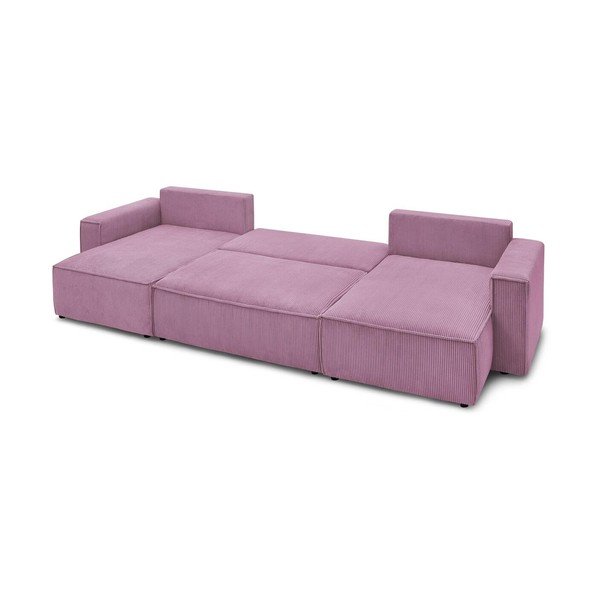 Sulankstoma kampinė sofa rožinės spalvos iš kordinio velveto („U“ formos) Nihad – Bobochic Paris-image-3