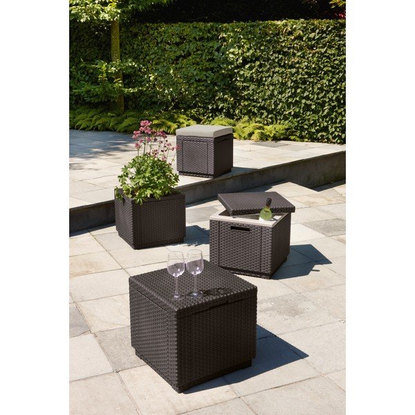 Sodo pufas tamsiai pilkos spalvos Cube – Keter-image-1