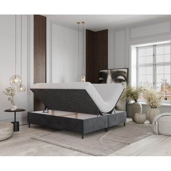 Dvigulė lova antracito spalvos audiniu dengta su sandėliavimo vieta 180x200 cm Tate – Maison de Rêve-image-2