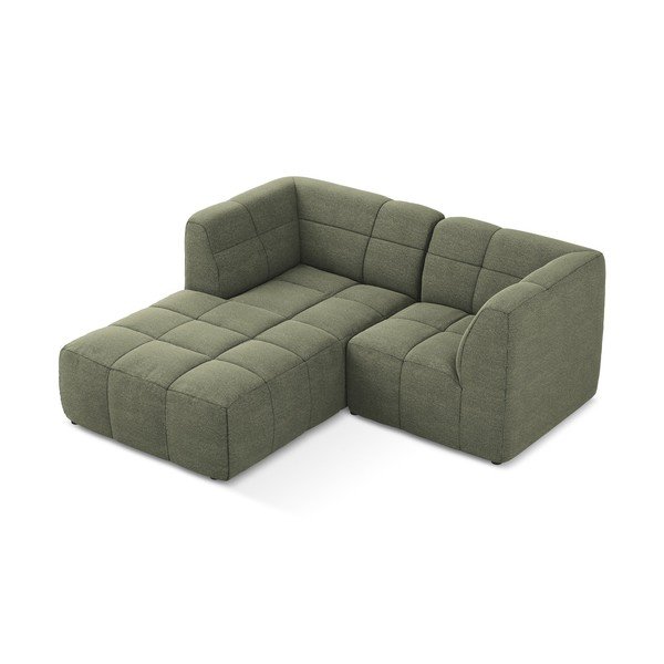 Žalios spalvos kampinė sofa iš boucle (su kairiuoju kampu/su gultu) Aloha – Makamii-image-3
