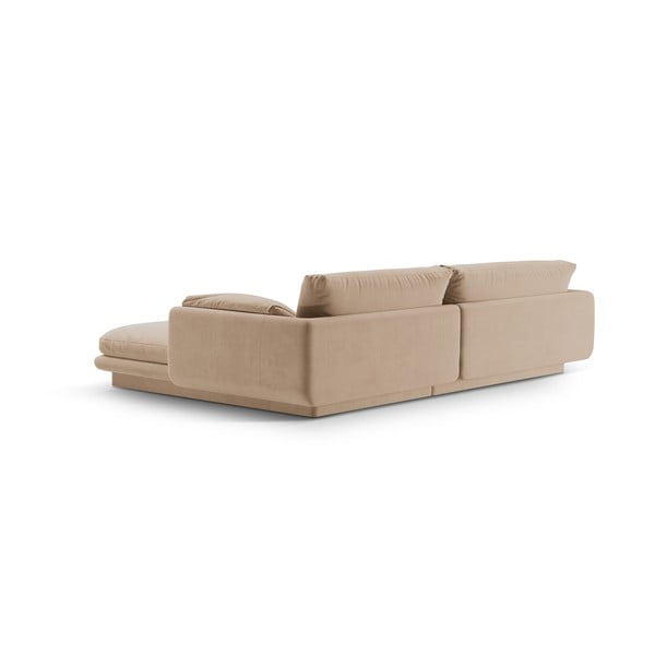 Iš velveto kampinė sofa smėlio spalvos (su kairiuoju kampu/su gultu) Torino – Micadoni -image-3