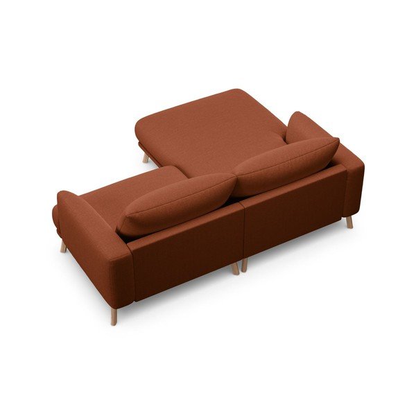 Terakotos spalvos kampinė sofa (su kairiuoju kampu/su gultu) Naomi – Micadoni -image-2