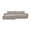 Iš kordinio velveto sulankstoma kampinė sofa šviesiai pilkos spalvos/smėlio spalvos (su kairiuoju kampu) Lucien – Bobochic Paris