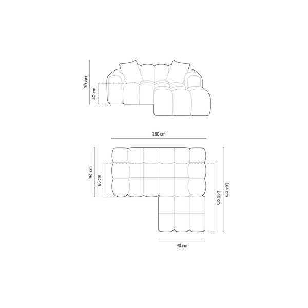 Šviesiai rudos spalvos iš šenilinio audinio kampinė sofa (su dešiniuoju kampu/su gultu) Treno – Cosmopolitan Design-image-4