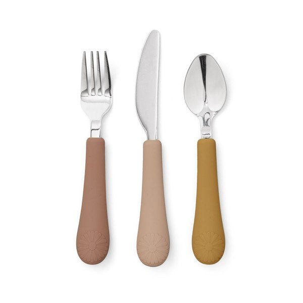 Ochros spalvos/terakotos spalvos iš silikono vaikiški stalo įrankiai 3 vnt. Tuscany Mix – Cam Cam Copenhagen